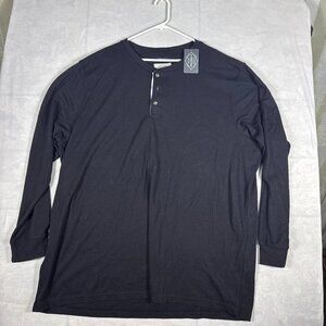 St. John's Bay Classic Henley T-Shirt Mens Black Long Sleeve Super Soft Size 4XL